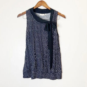 ANTHROPOLOGIE Dot Tie Neck Blouse Cotton Blend Size Medium